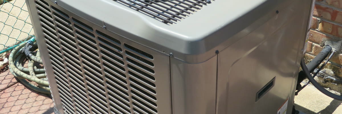 Residential outdoor air conditioner condenser for HVAC heat and humidity in Greenwich, CT